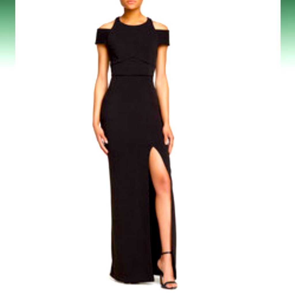 Stunning Abs Allen Schwartz Cold Shoulder, Side Slit, Elegant Evening Gown